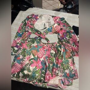 SHEIN Multicolor Floral Asymmetrical Dress